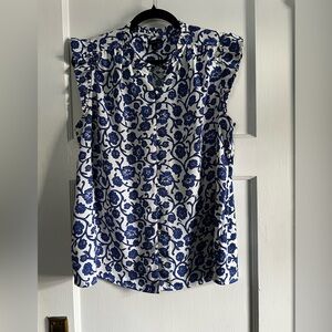 Ann Taylor Blue and White Floral Blouse